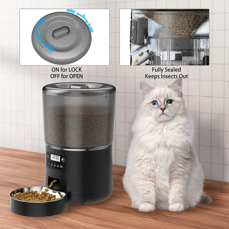 4L Automatic Pet Feeder Button Version Timed Auto Cat Food Dispenser Accessories Smart Control Pet Feeder for Cats Dog Dry Food