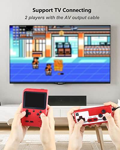 Hikonia Handheld Game Console,Portable Retro Video Game Console with 500 Classical Games,3.0 Inches Screen,1020mAh Rechargeable Battery,Support for TV & Two Players,Gift for Kids & Adult(Red)