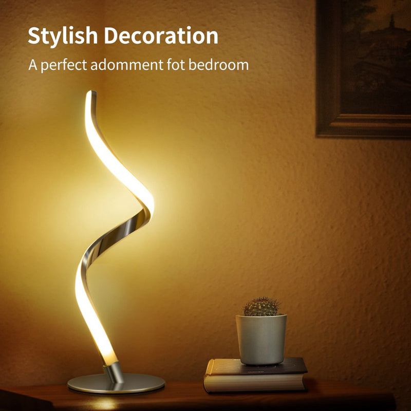 Modern Spiral Table Lamp -  Touch Control Bedside Lamp, 3 Colors & Fully Stepless Dimmable Nightstand Lamps for Bedroom, Living Room & Office(3000K 4000K 5000K)