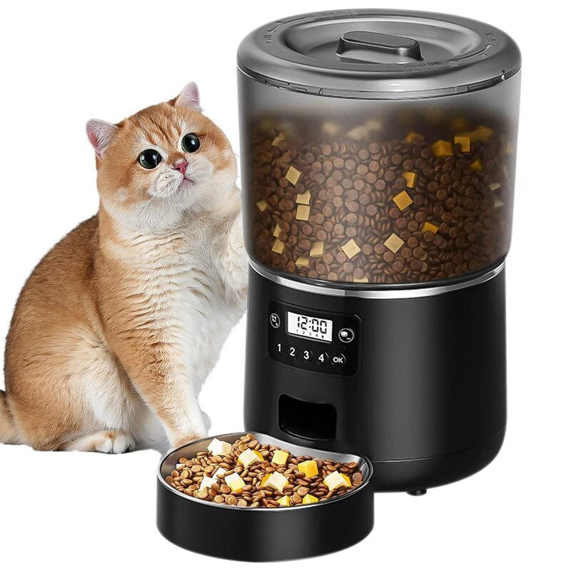 4L Automatic Pet Feeder Button Version Timed Auto Cat Food Dispenser Accessories Smart Control Pet Feeder for Cats Dog Dry Food