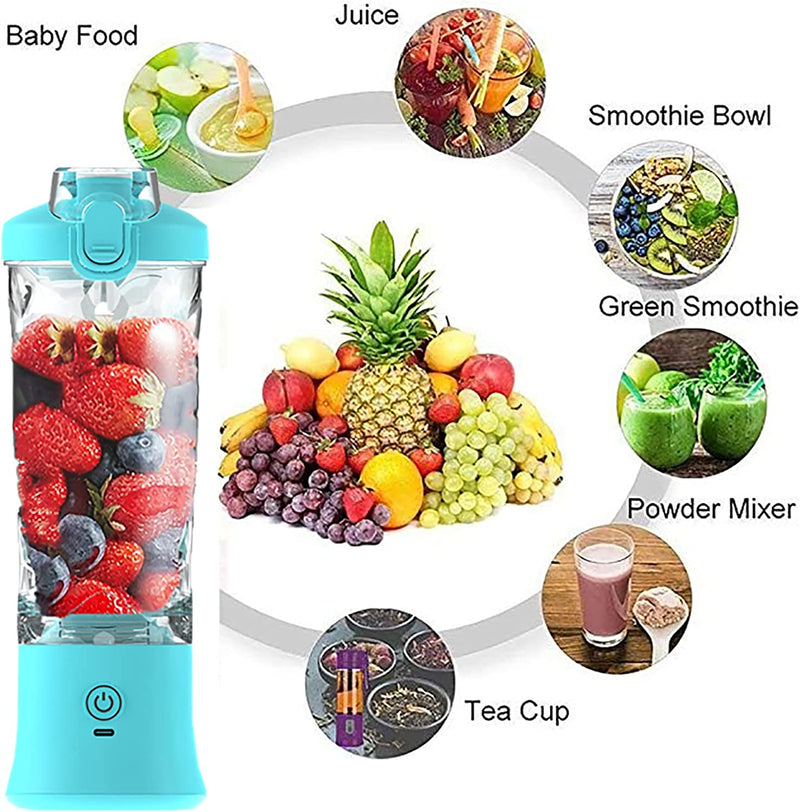 Portable Blender for Shakes and Smoothies,20Oz Travel Juice Blender Cup, Baby Food Crush Ice Frozen Mixing with 6 Blades 4000Mah Rechargeable Battery,For Home, Travel, Office (Light Blue)