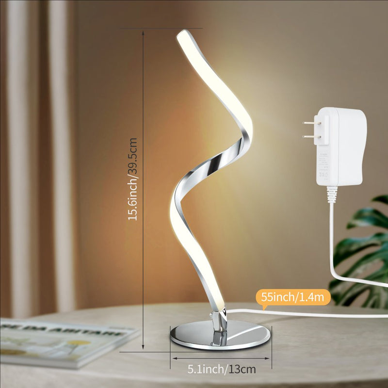 Modern Spiral Table Lamp -  Touch Control Bedside Lamp, 3 Colors & Fully Stepless Dimmable Nightstand Lamps for Bedroom, Living Room & Office(3000K 4000K 5000K)