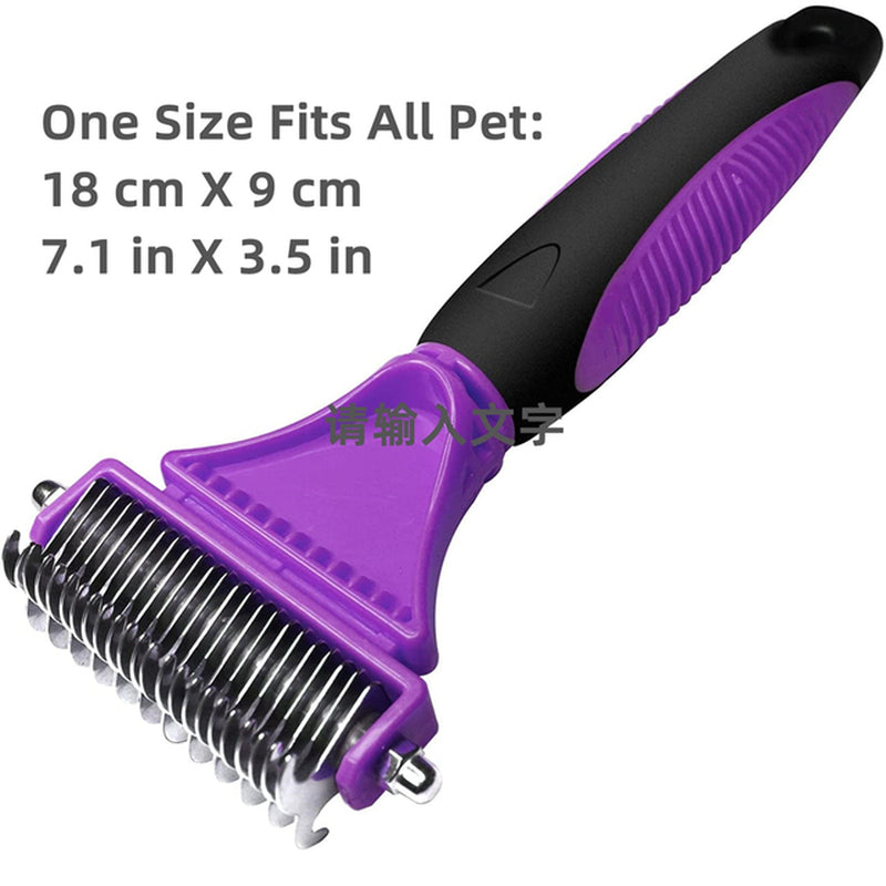 Pets Stainless Steel Grooming Brush Two-Sided Shedding and Dematting Undercoat Rake Comb for Dog Cat Remove Knots Tangles Easily